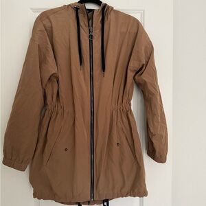Forever 21 women’s brown hooded lover style parka jacket coat size small 4 6